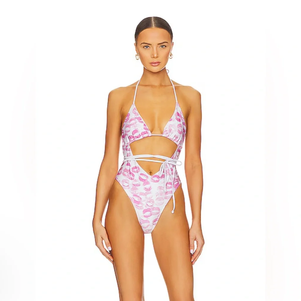 Frankie's Bikinis Gemma Wrap One Piece Swimsuit shine